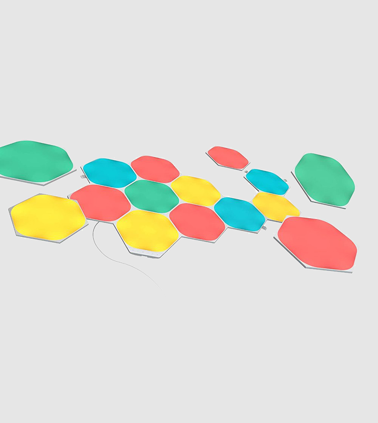Shapes Hexagons Starter Kit Smart Wifi Led Panel System W- Music Visualizer 15 Pack White