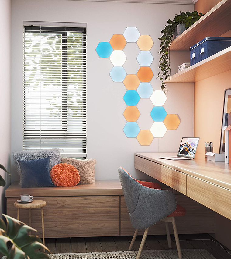 Shapes Hexagons Starter Kit Smart Wifi Led Panel System W- Music Visualizer 15 Pack White