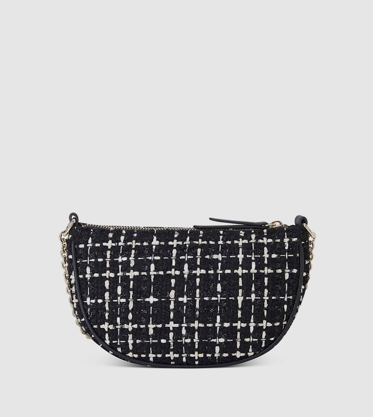 Off White Quilted Fanny Pack Belt Bag - checkered moon