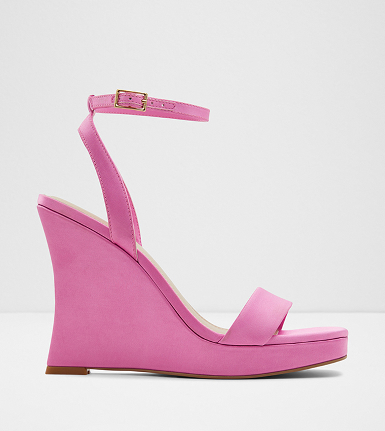 Buy Aldo NUALA Solid Ankle Strap Wedges In MEDIUM PINK 6thStreet UAE