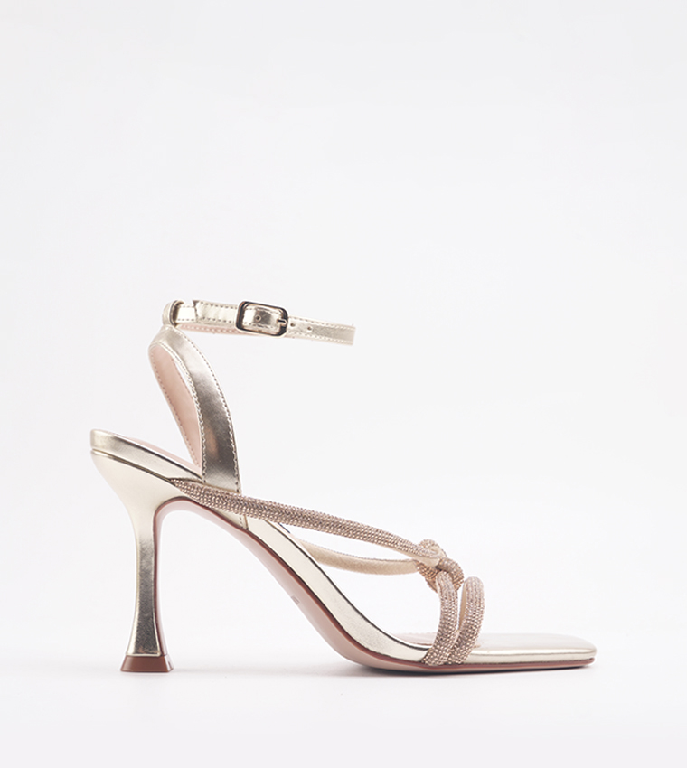 FAIR Embellished Ankle Strap Heeled Sandals