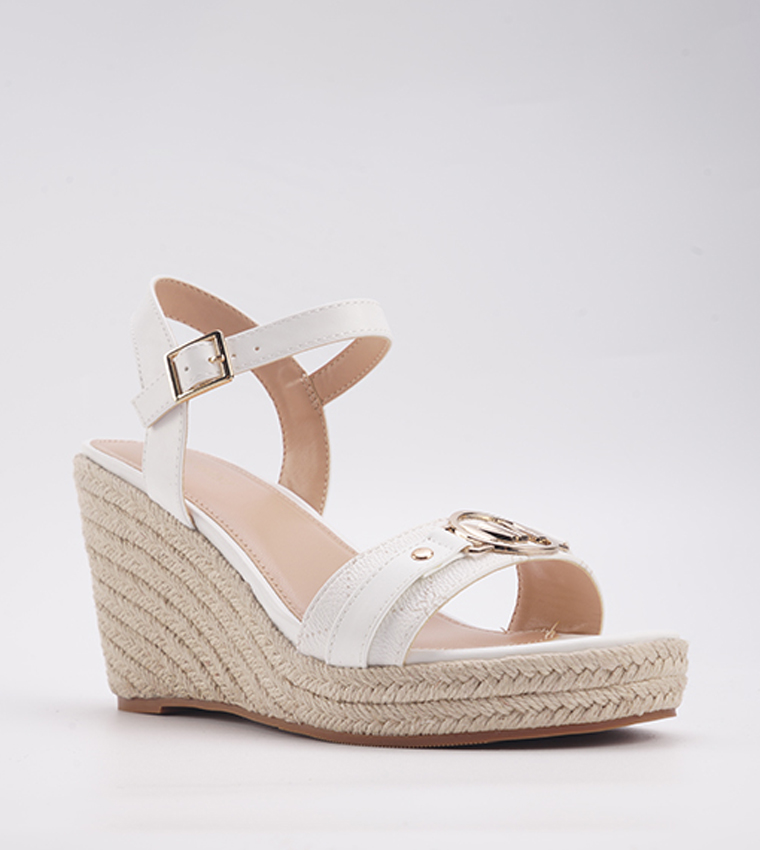 Nine west white wedge sandals on sale