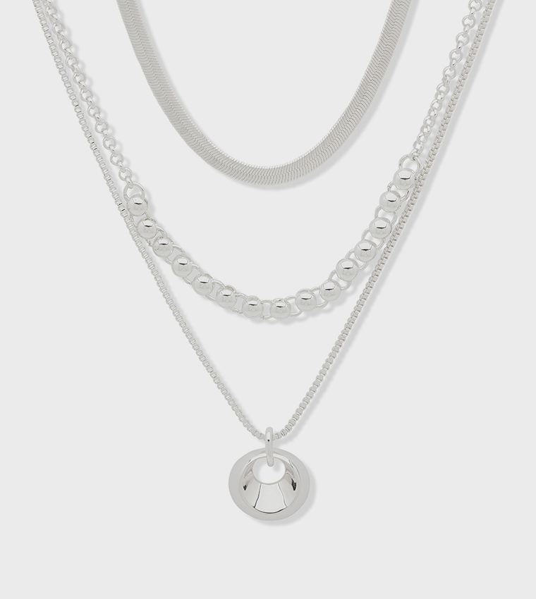 Multipack Silver Tone Necklaces