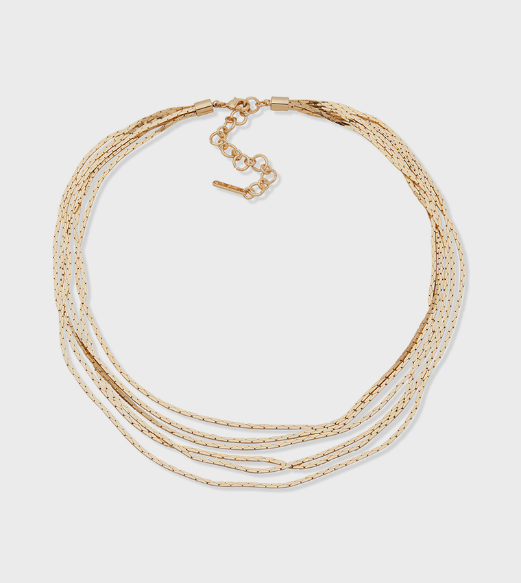 Multi Layered Gold Tone Necklace