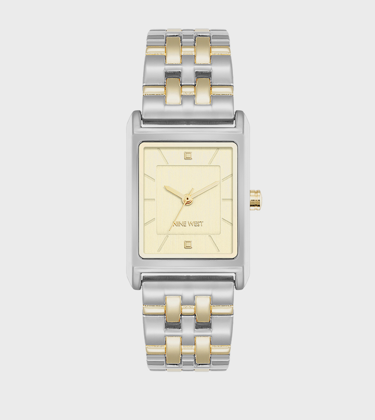 ساعة أنالوغ بعقارب وقرص مستطيل