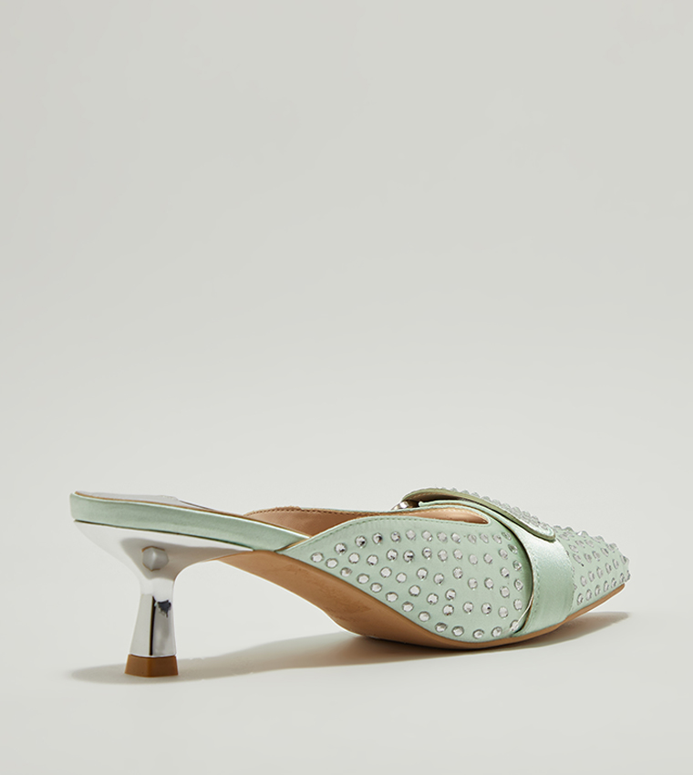 Buy Nine West AARON AK Embellished Heeled Mules In Mint