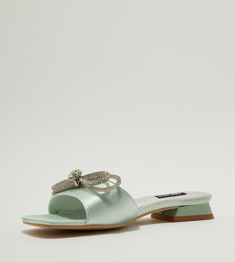 ARCHIE-AK Embellished Bow Flat Sandals