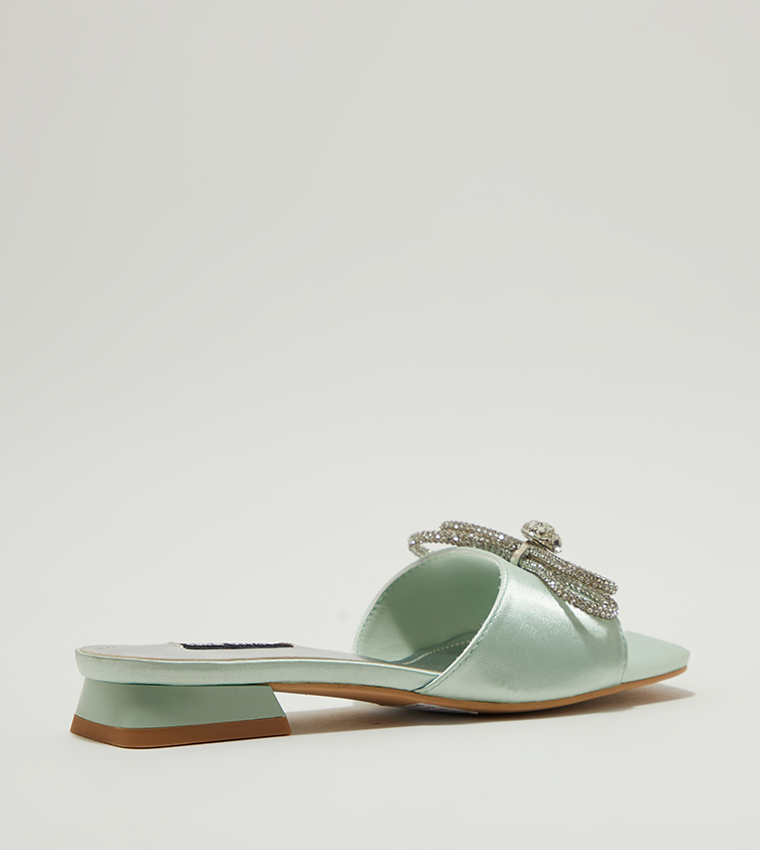 ARCHIE-AK Embellished Bow Flat Sandals