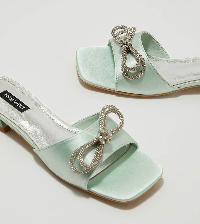 ARCHIE-AK Embellished Bow Flat Sandals