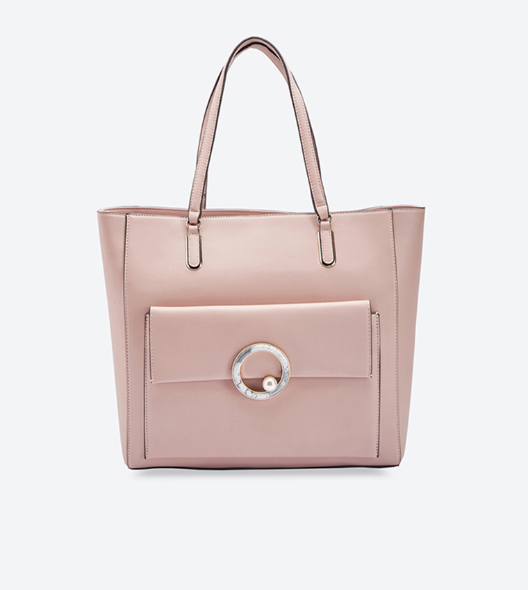 Buy Nine West Fatinah Double Handle Front Pocket Details Tote Bag Pink In Pink 6thStreet Qatar