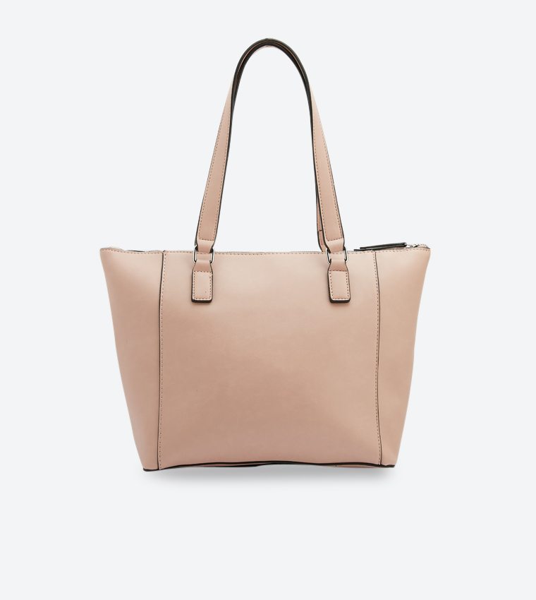 Buy Nine West Atwell Zip Closure With Key Tag Details Colorblock Tote Bag Blush In Blush 6thStreet Qatar