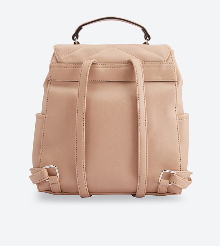 Buy Nine West Rainn Magnetic Snaps Closure Backpack Beige In  display picture 1