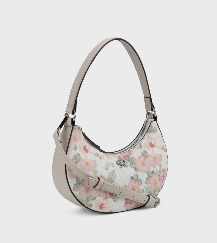 ELIORA-PEARLS Floral Patterned Hobo Bag