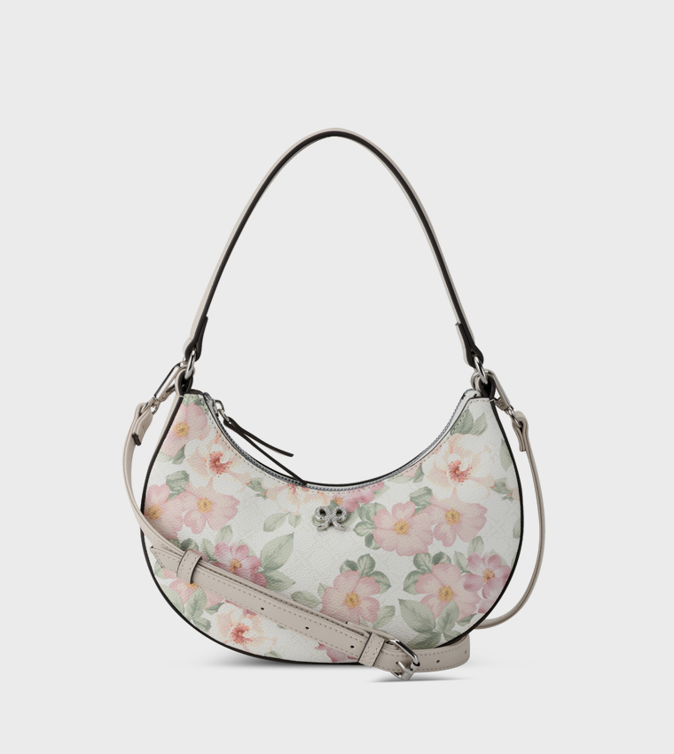 ELIORA-PEARLS Floral Patterned Hobo Bag