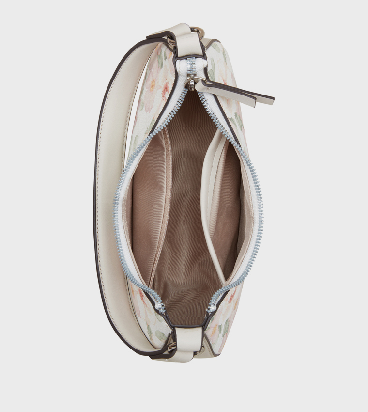 ELIORA-PEARLS Floral Patterned Hobo Bag