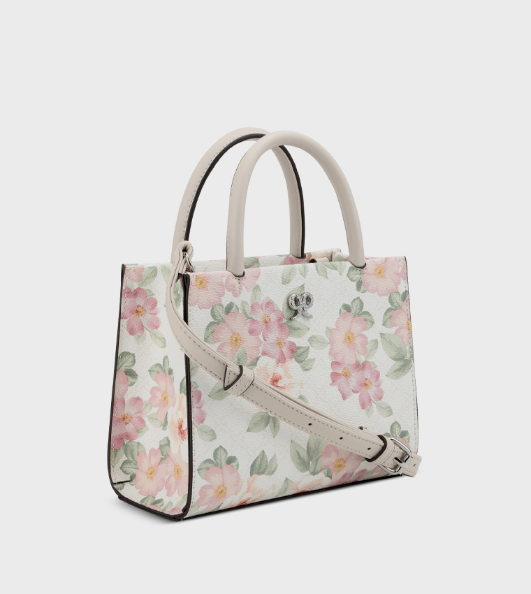 ELIORA-PEARLS Floral Printed Mini Tote Bag