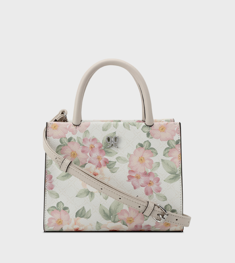ELIORA-PEARLS Floral Printed Mini Tote Bag