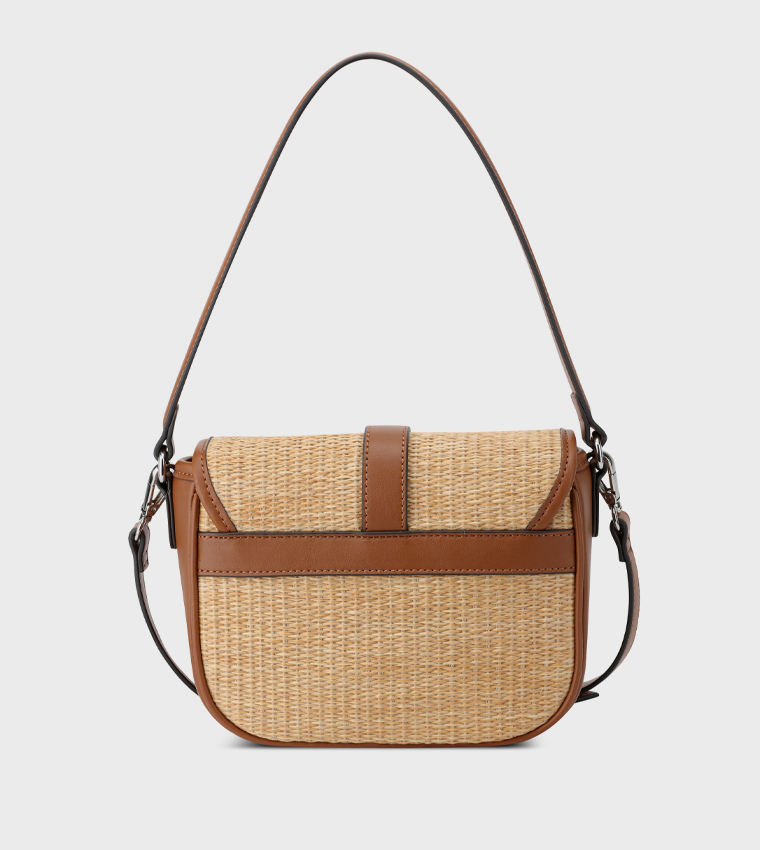 BRIAR Straw Flap Shoulder Bag