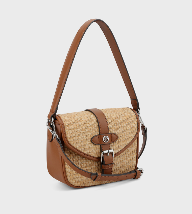 BRIAR Straw Flap Shoulder Bag