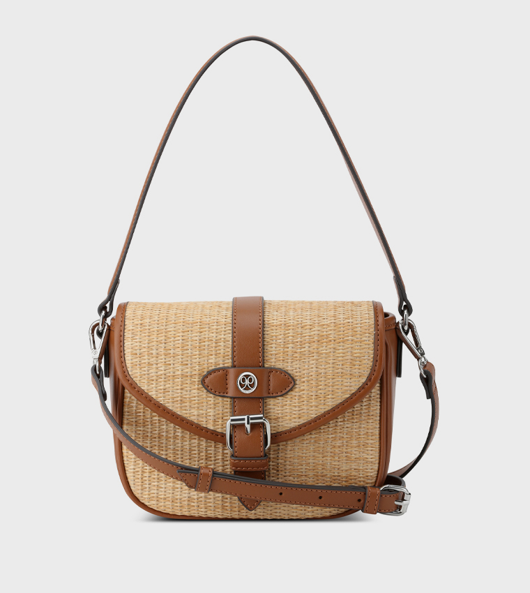 BRIAR Straw Flap Shoulder Bag