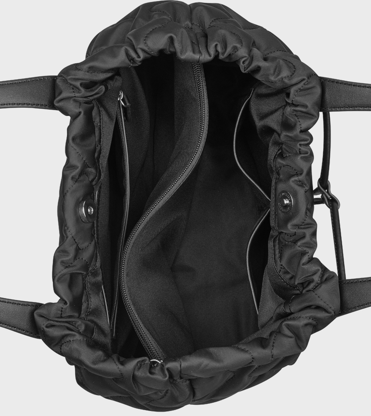 KEVINA Quilted Drawstring Detail Tote Bag