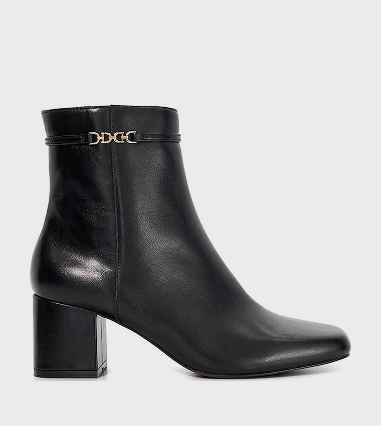 OAKLEE Square Toe Heeled Calf High Boots