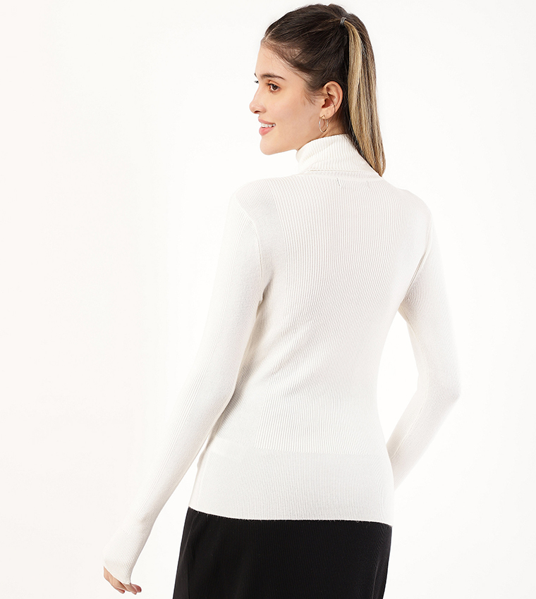 Marks and spencer ribbed polo neck best sale
