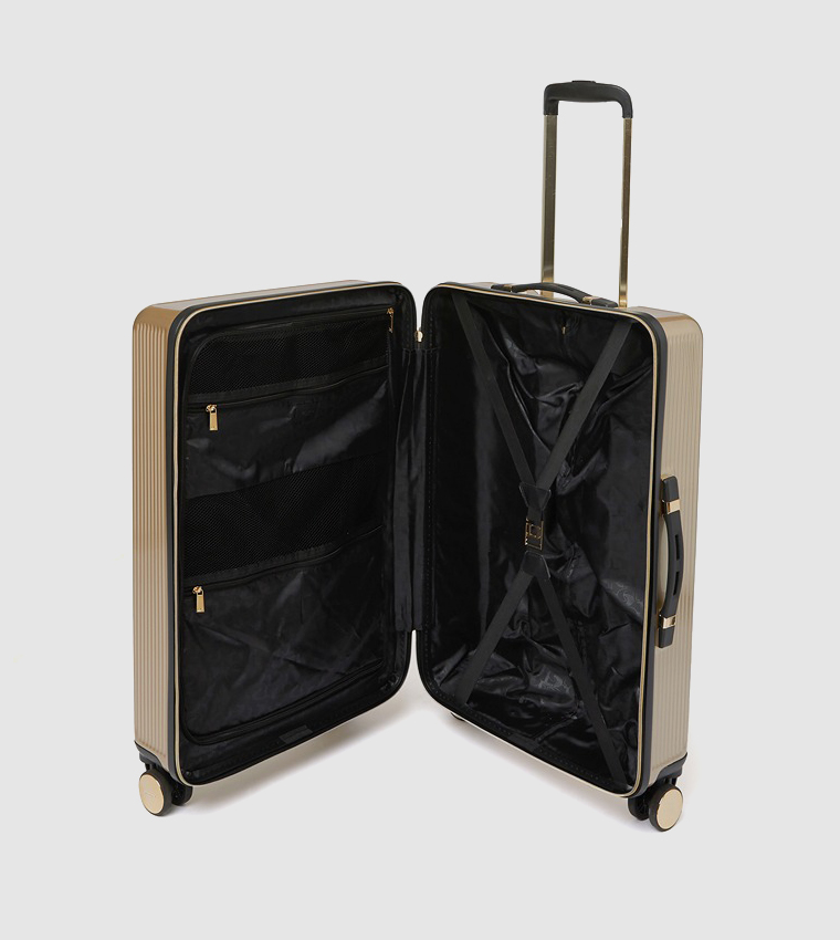 Buy Dune London Logo Detail Hard Shell Trolley Bag, 67cm In Gold
