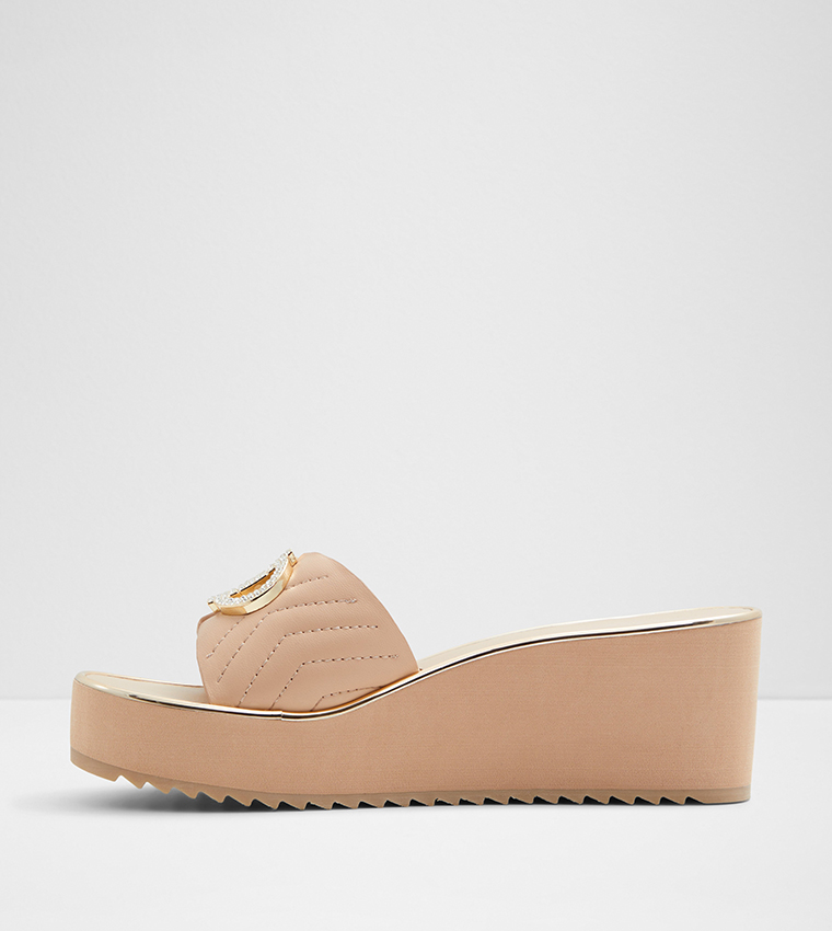 Buy Aldo ONERYAN Metal Accent Wedge Sandals In Beige 6thStreet Oman
