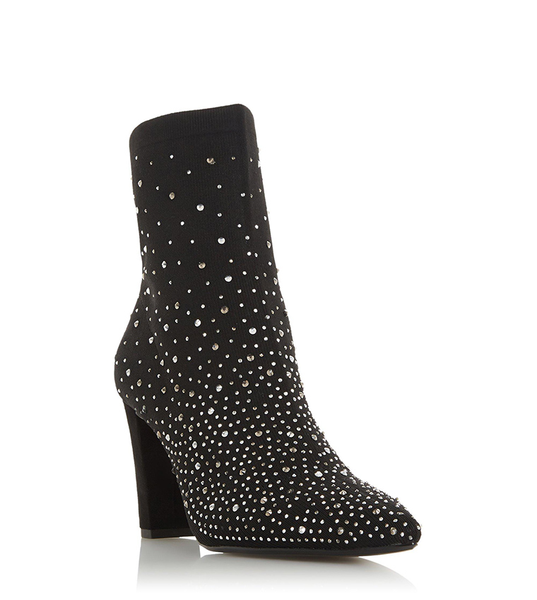 Buy Dune London OPAAL Diamante Embellished Block Heel Ankle Boot In Black 6thStreet Bahrain