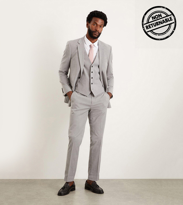 Slim Fit Light Grey Suit Trousers - Non Returnable
