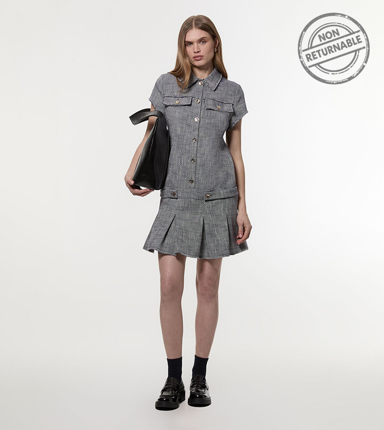 Petite Spring Tweed Tailored Mini Dress - Non Returnable