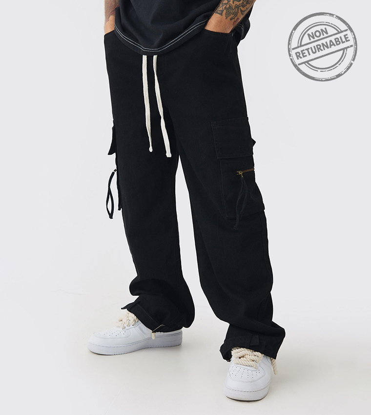 Extended Drawcord Baggy Fit Cargo Trousers - (Non Returnable)