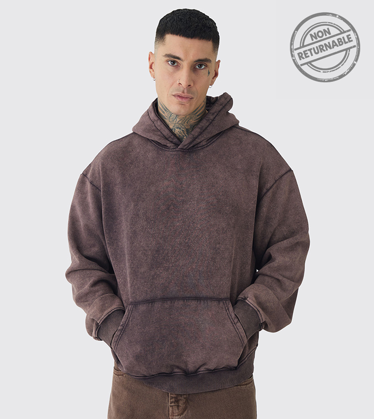 Tall Oversized Acid Wash Hoodie - Non Returnable