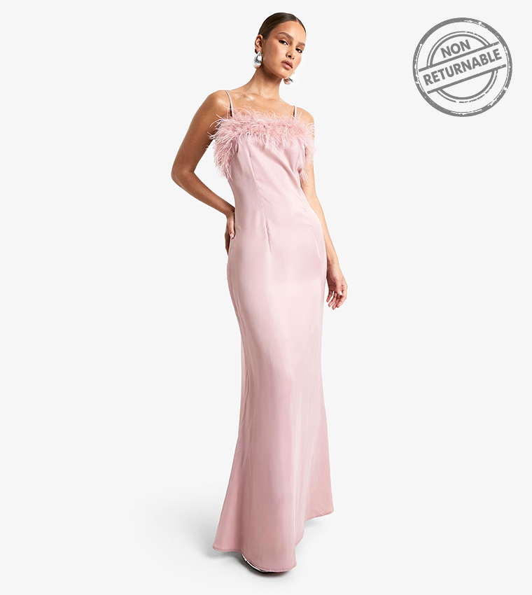 pink boohoo dress boohoo Women's Burnout Floral Angel Sleeve Midaxi Dress