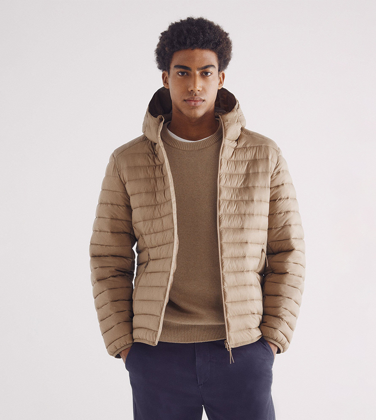 Buy Springfield Zip Through Hooded Puffer Jacket In Brown | 6thStreet ...