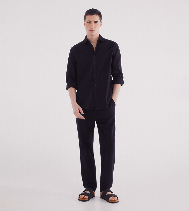 Solid Long Sleeves Linen Shirt