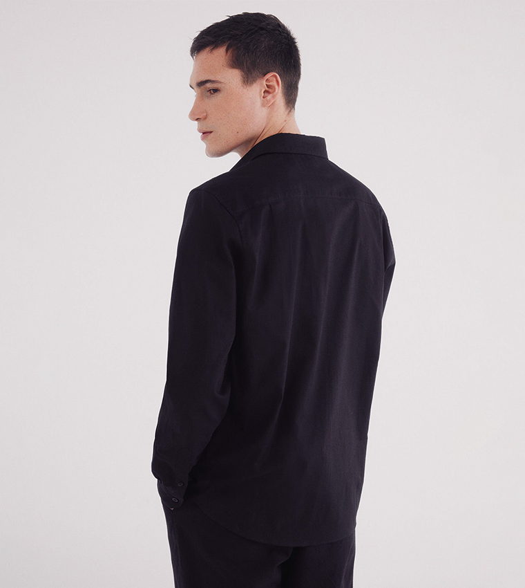 Solid Long Sleeves Linen Shirt