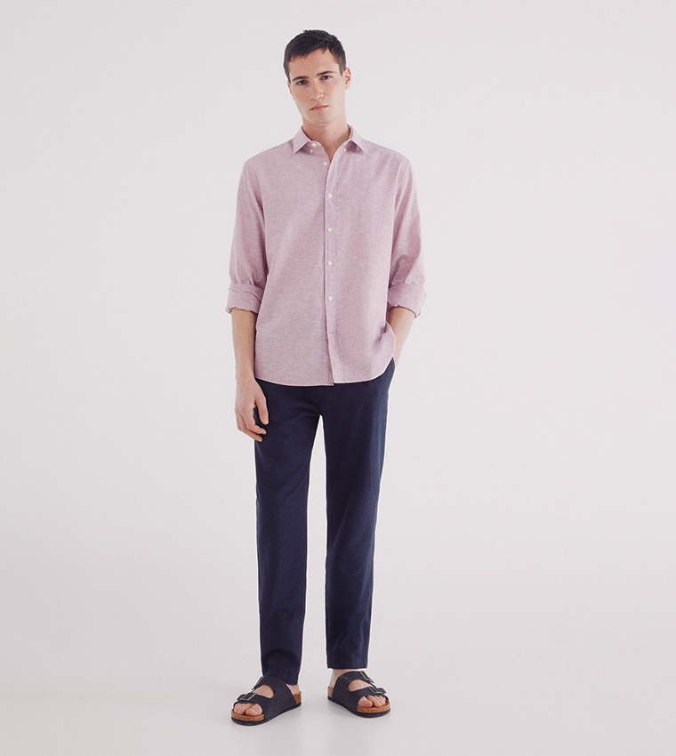 Solid Long Sleeves Linen Shirt