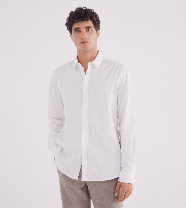Solid Long Sleeves Linen Shirt