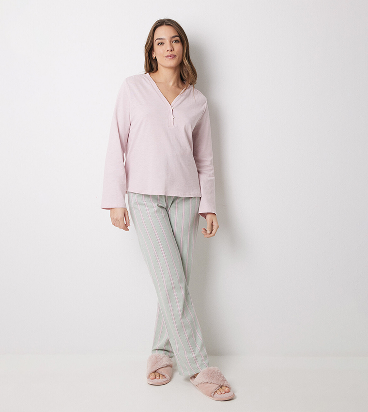 Solid Long Sleeves Sleep Top