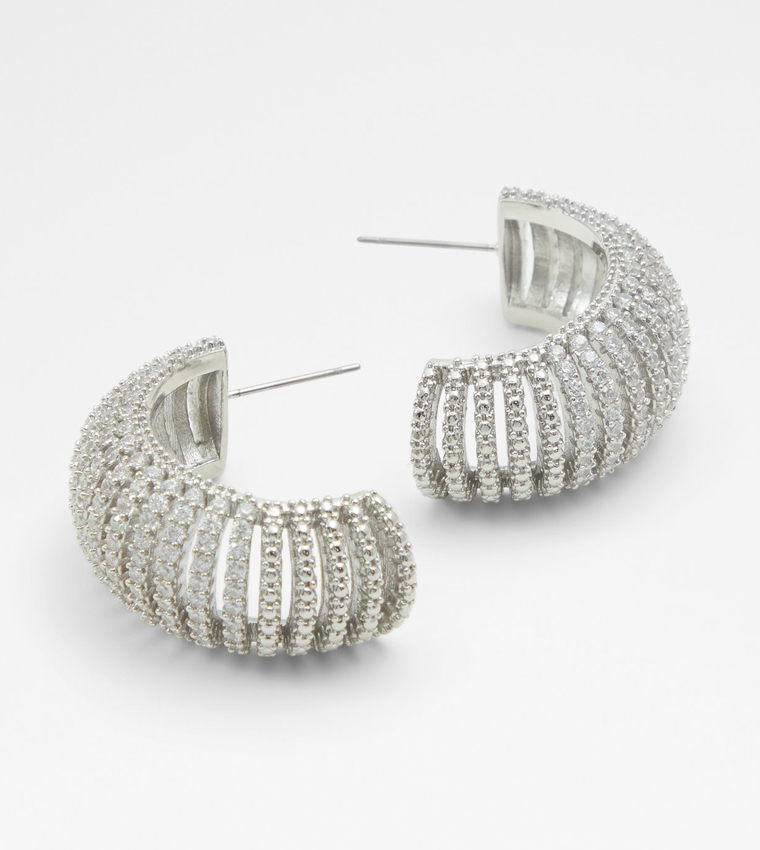 Buy Aldo Accessories PADBURY Embellished Hoop Earrings In Silver 6thStreet Oman