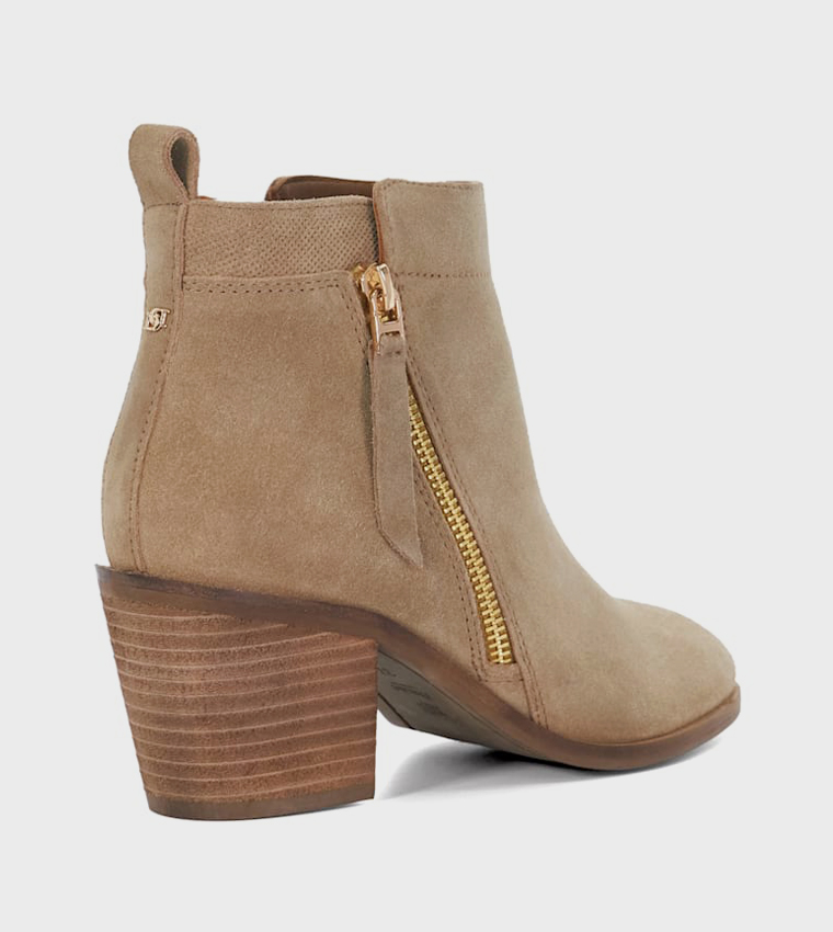 PAICING Zippered Block Heel Chelsea Boots