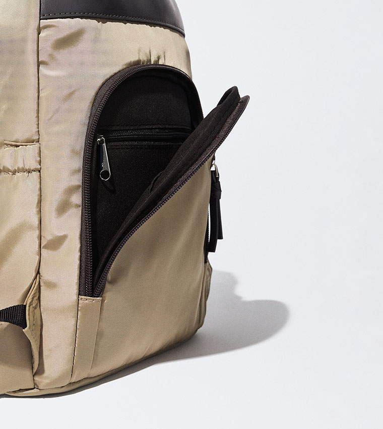 Buy Parfois Zippered Backpack With Charm In Khaki | 6thStreet UAE