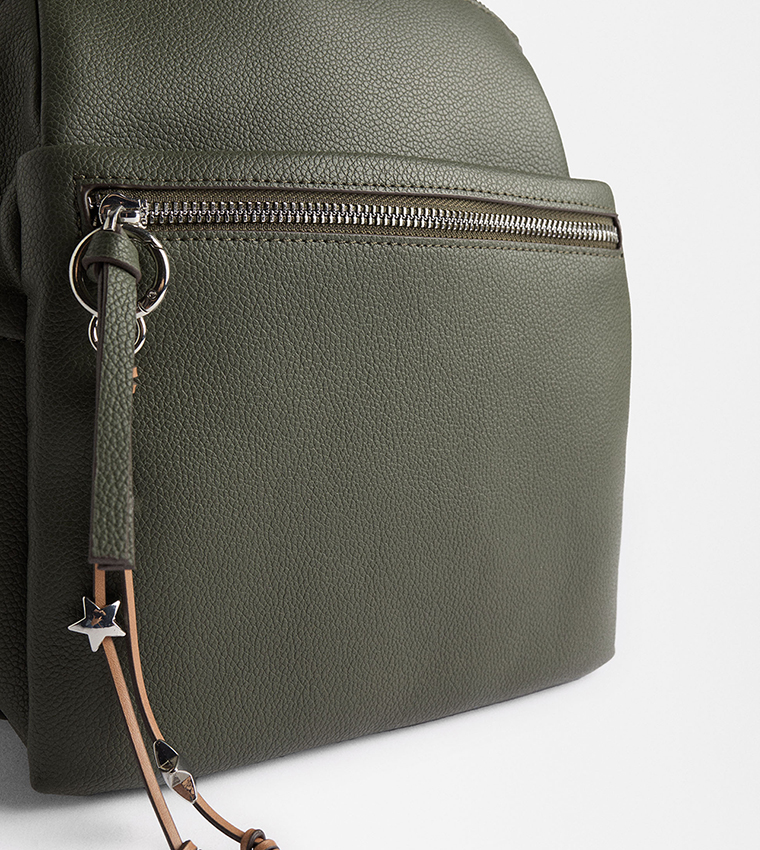 Textured Zip Closure Backpack