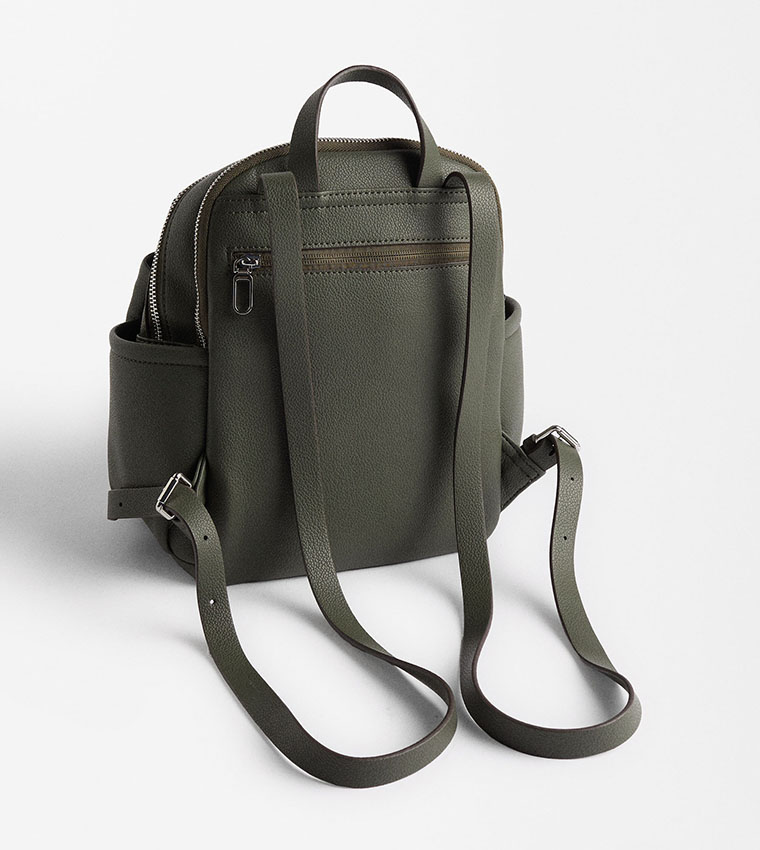 Textured Zip Closure Backpack