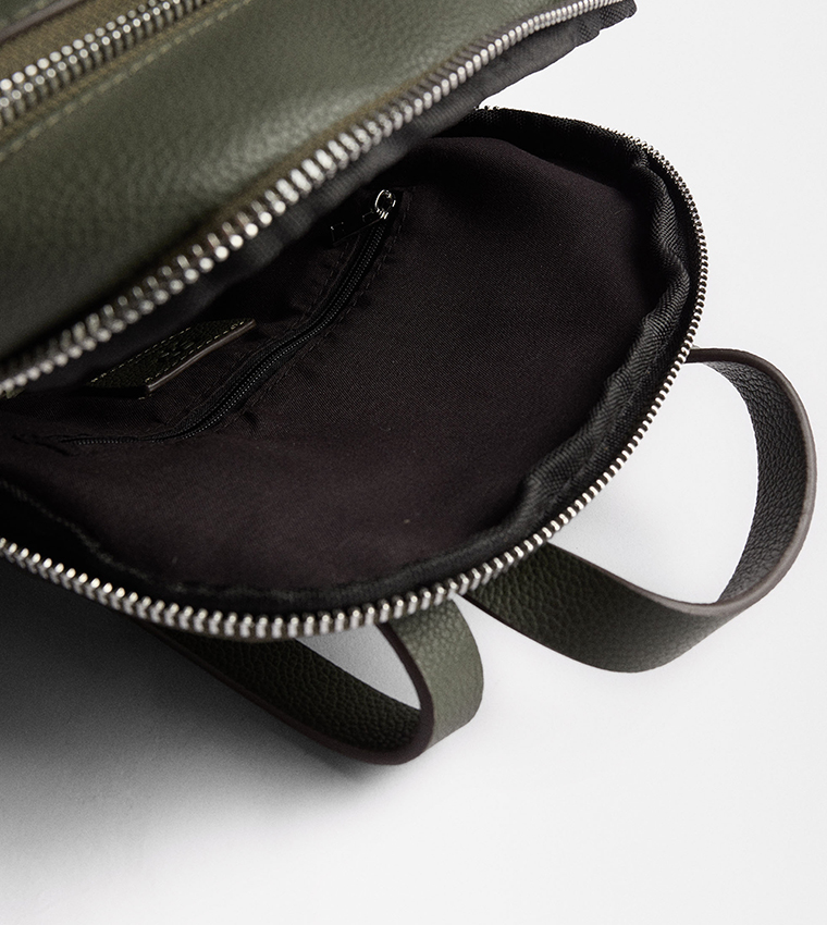 Textured Zip Closure Backpack