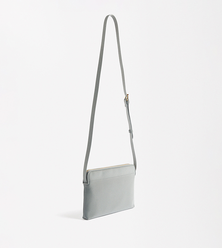 Textured Zip Closure Crossbody Bag