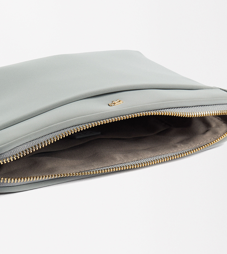 Textured Zip Closure Crossbody Bag