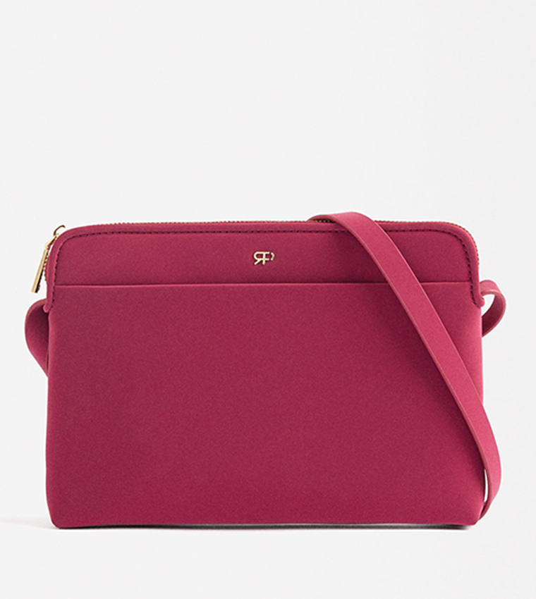 Textured Zip Closure Crossbody Bag